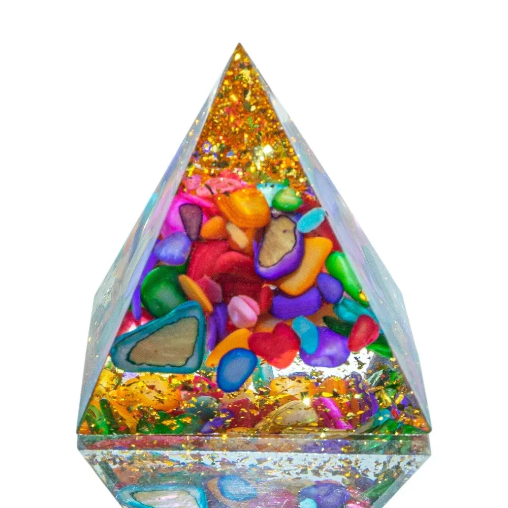Natural Crystal Energy Pyramid – Quartz & Amethyst Reiki Generator for Chakra Healing & Meditation, 1.18in