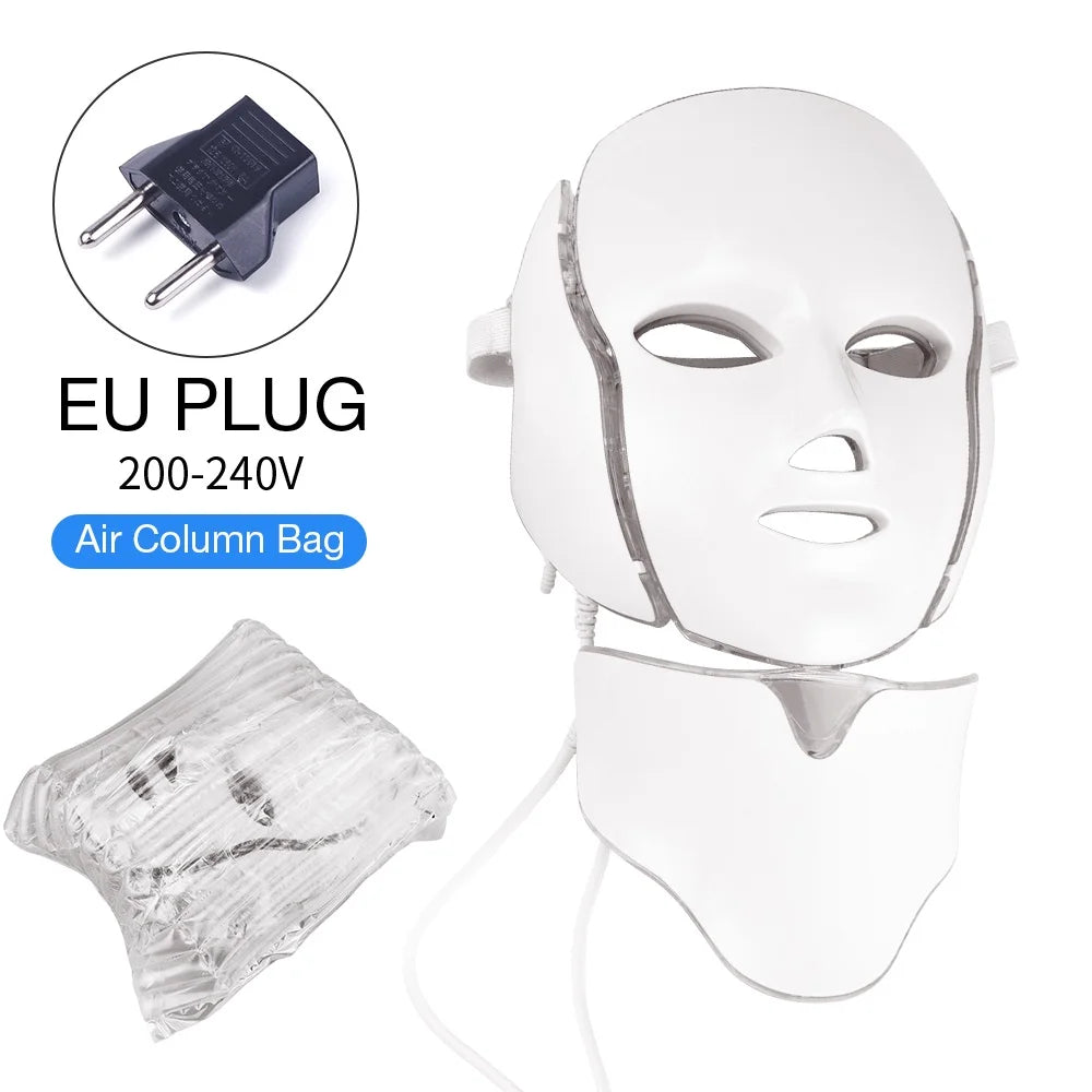 Air Bag 7-Color LED Facial Beauty Mask with Neck Treatment – Skin Rejuvenation, Whitening & Anti-Acne Therapy