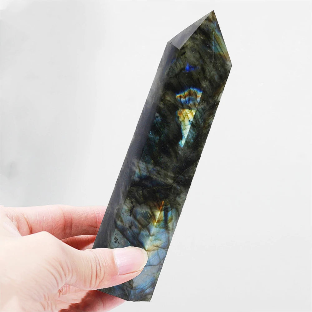 Large Natural Labradorite Tower – 15cm Polished Crystal Point for Healing, Energy Work & Home