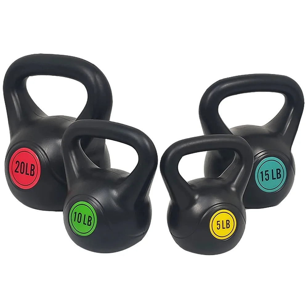 Wide Grip Kettlebell Exercise Fitness Weight Set – 4-Piece Set (5lb, 10lb, 15lb, 20lb)