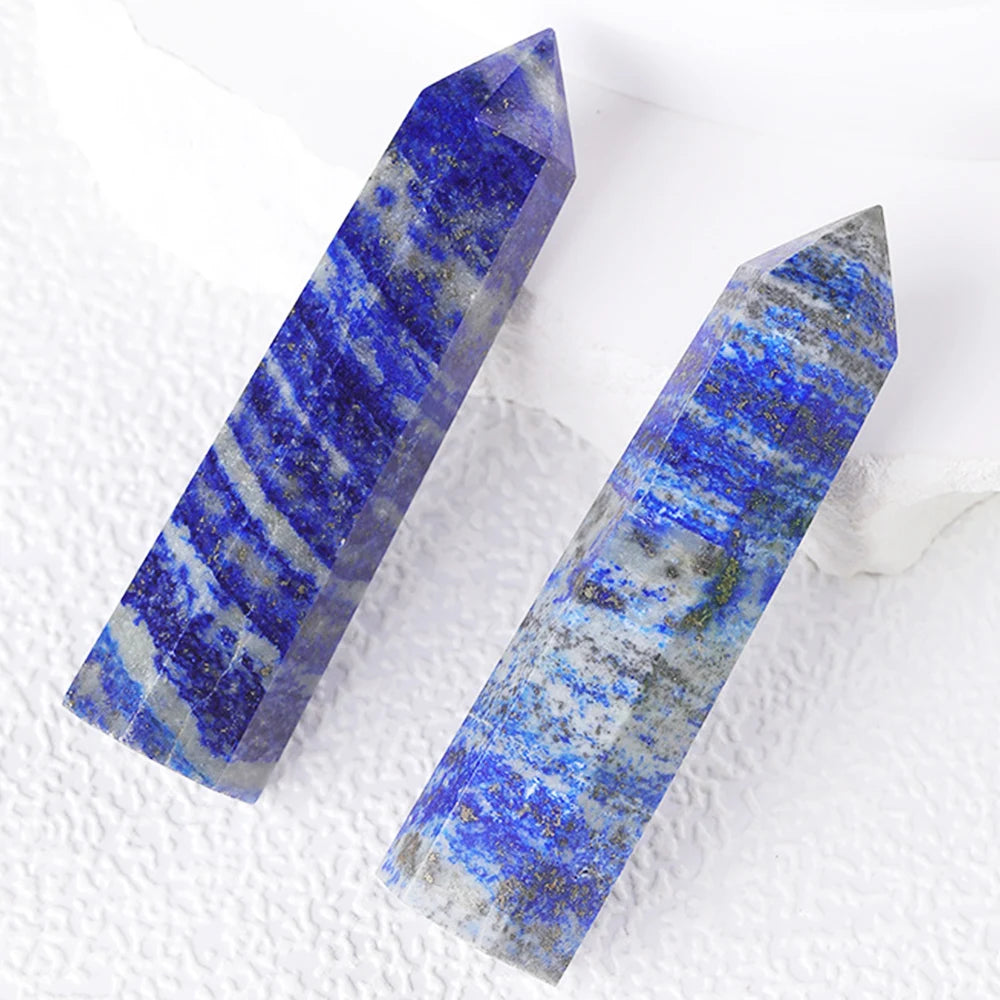 Lapis Lazuli Single Pointed Hexagonal Crystal Tower – Natural Stone Prism for Healing & Home Decor