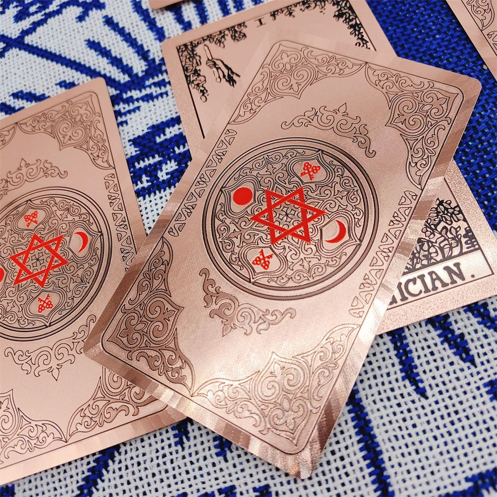 Gold Foil Waterproof Tarot Card Deck – Rose Pink PET Plastic Oracle Cards for Divination & Board Game Play
