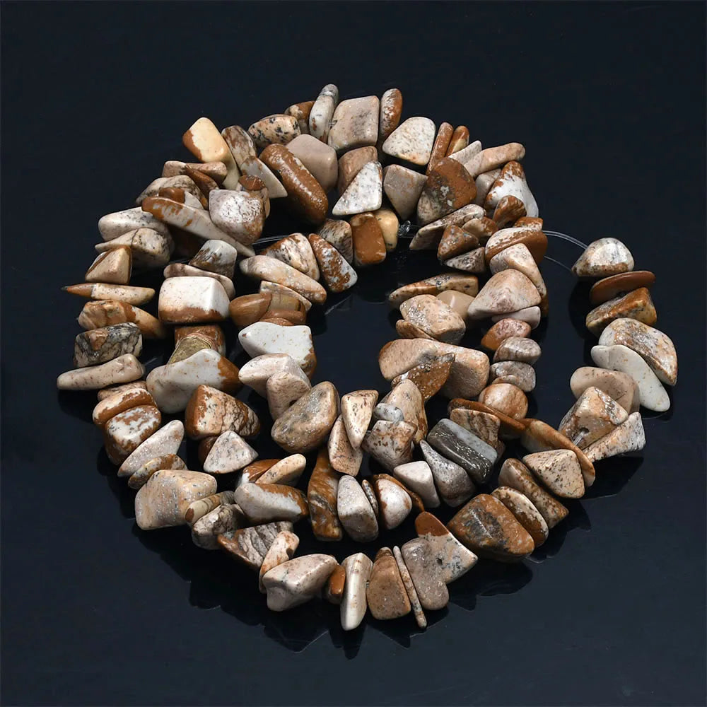 Natural Stone Chip Beads – 5-8mm Irregular Crystal Gravel for DIY Jewelry, 16-Inch (Model HK058)