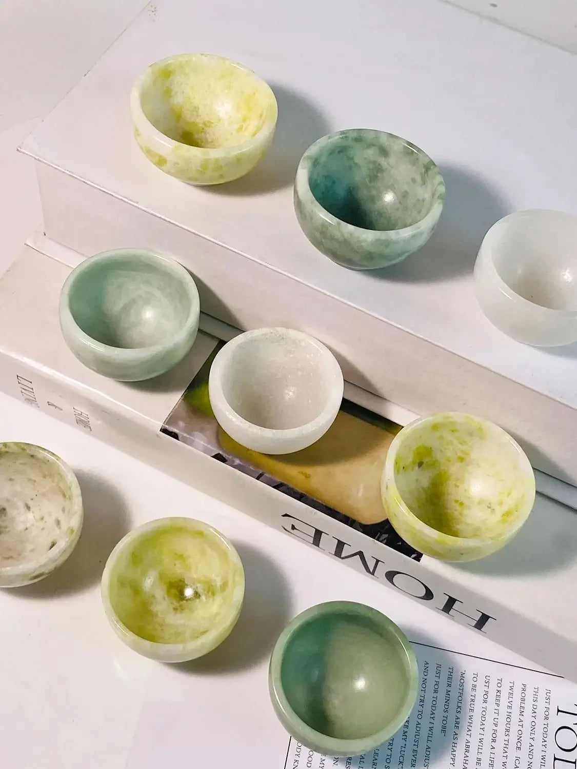 Natural Crystal Jade Bowl – Hand-Carved Quartz Cauliflower Jade Cup for Reiki & Home Decor