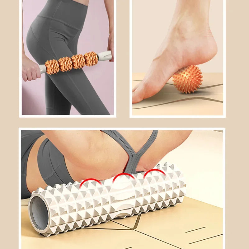 Full Body Massage Mace Foam Roller Set – Complete Muscle Relaxation & Yoga Fitness Equipment Kit