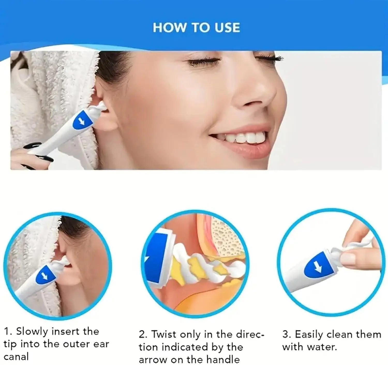 Spiral Silicone Ear Wax Removal Tool – Reusable & Gentle Ear Cleaner for Safe Hygien\