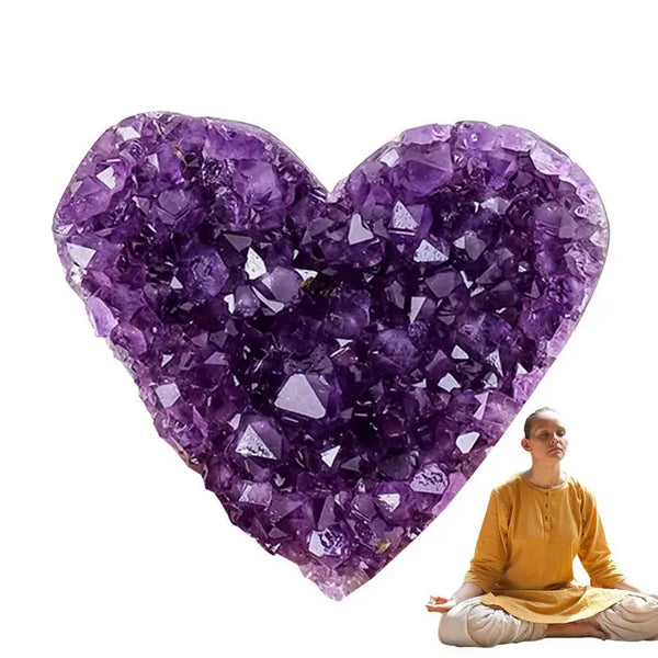 Natural Amethyst Cluster Heart-Shaped Amethyst Natural Stone Collectible Figurines Versatile Aesthetic Room Decor Modern Room