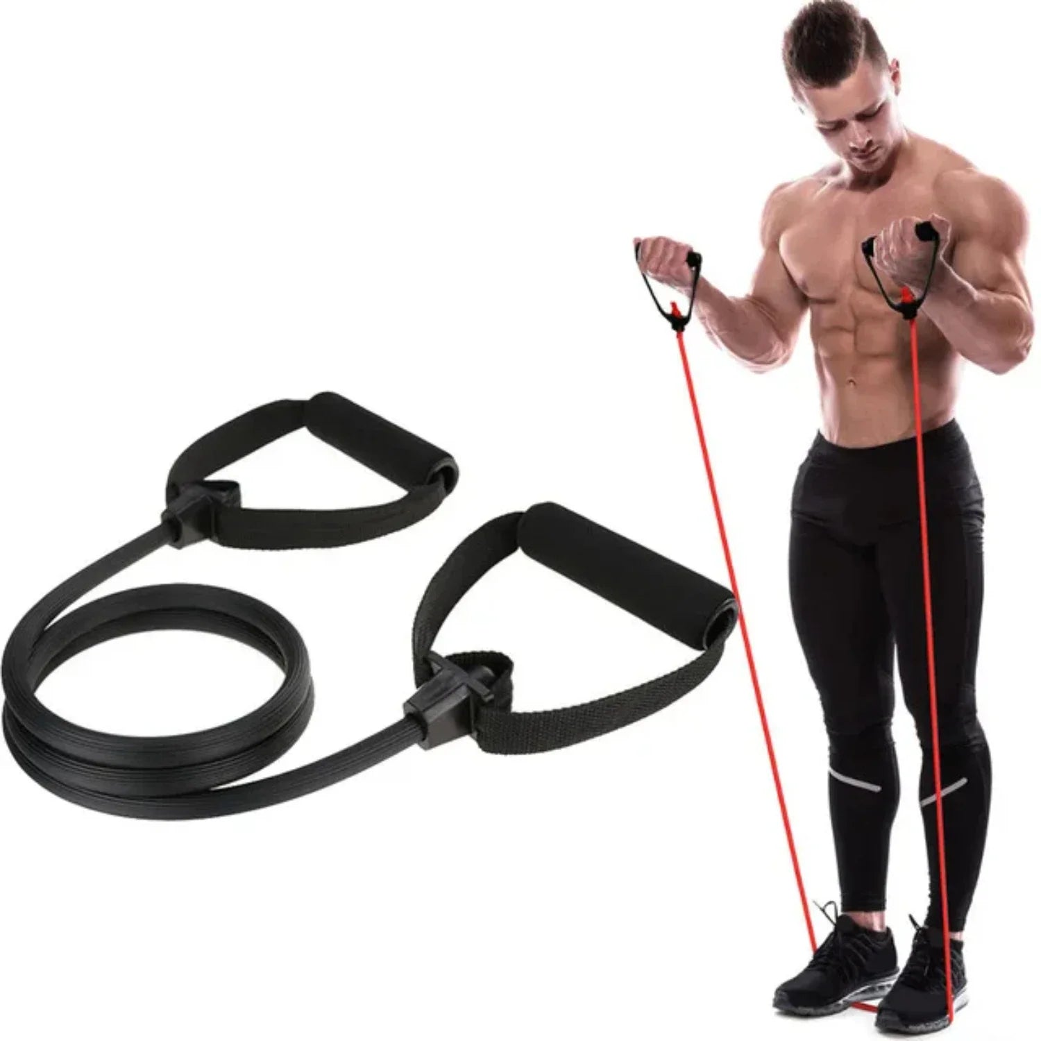 Resistance Band Fitness Bar - Portable Pilates Exercise Kit – for Home Workouts, Yoga, and Body Sculpting