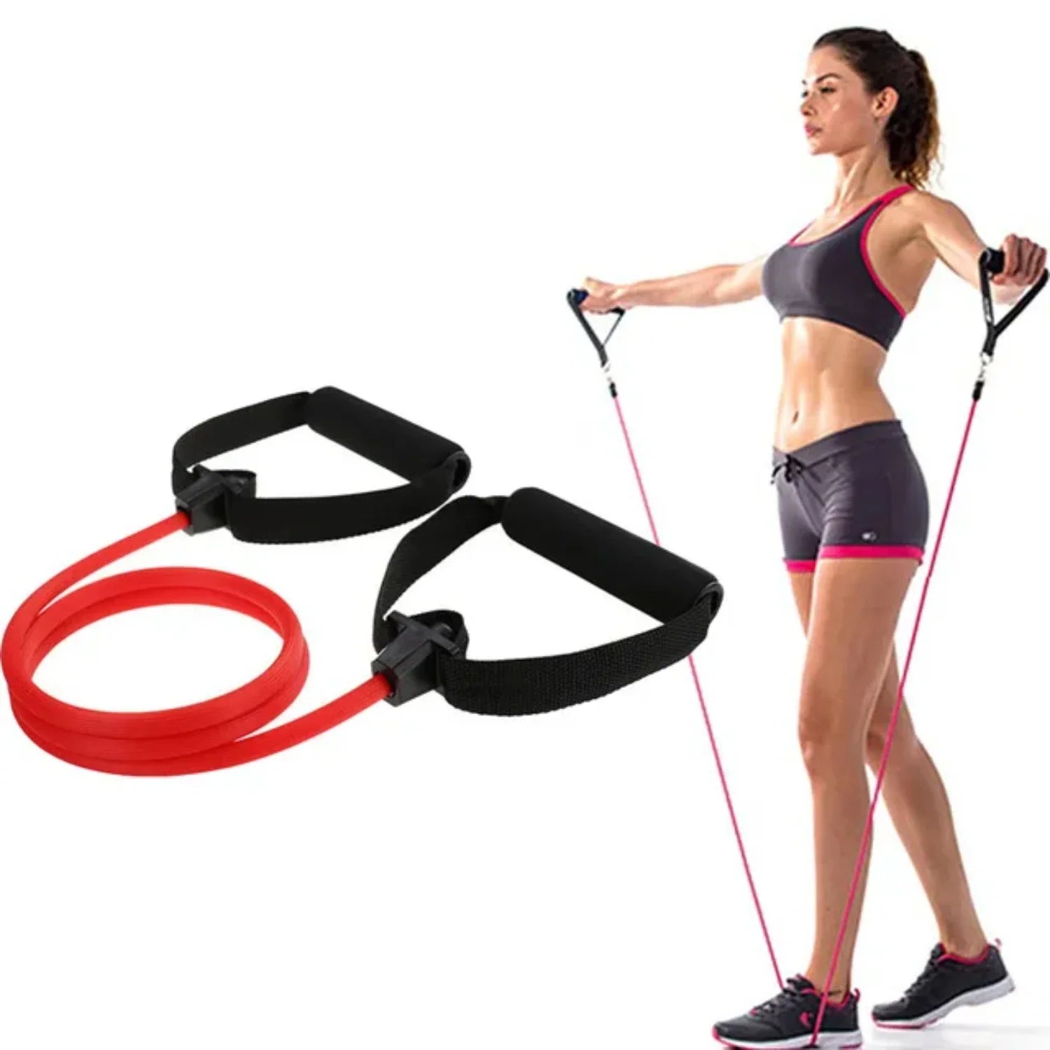 Resistance Band Fitness Bar - Portable Pilates Exercise Kit – for Home Workouts, Yoga, and Body Sculpting
