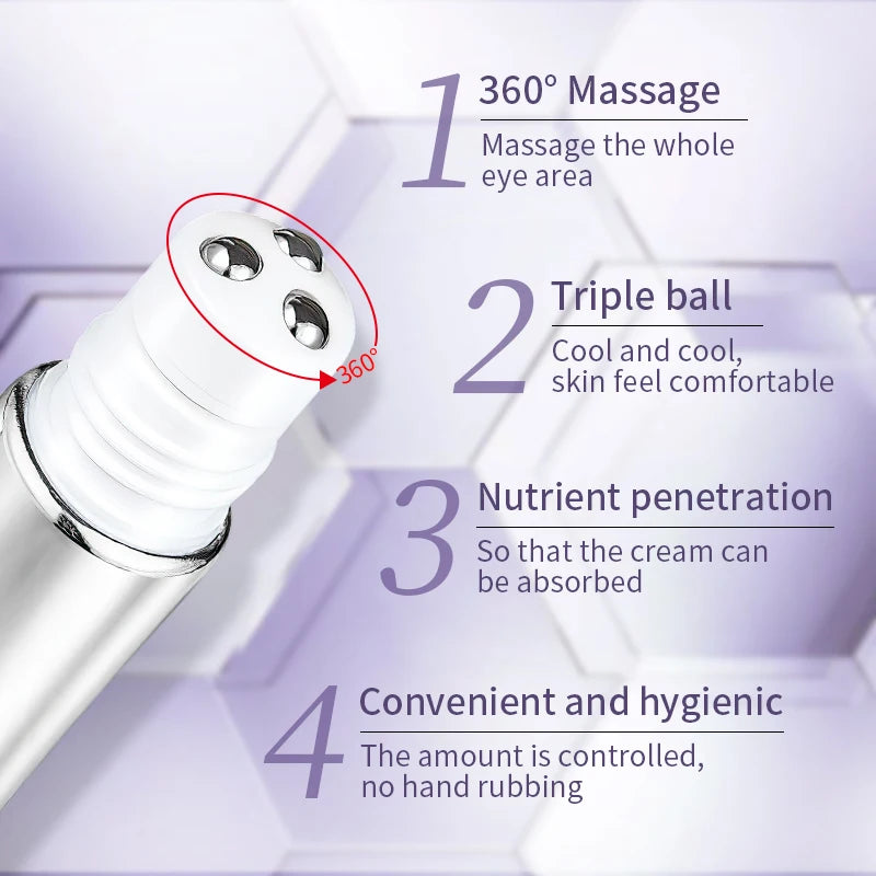O'CHEAL Anti-Wrinkle & Dark Circle Eye Cream with Roller Massager – Hyaluronic Acid Formula