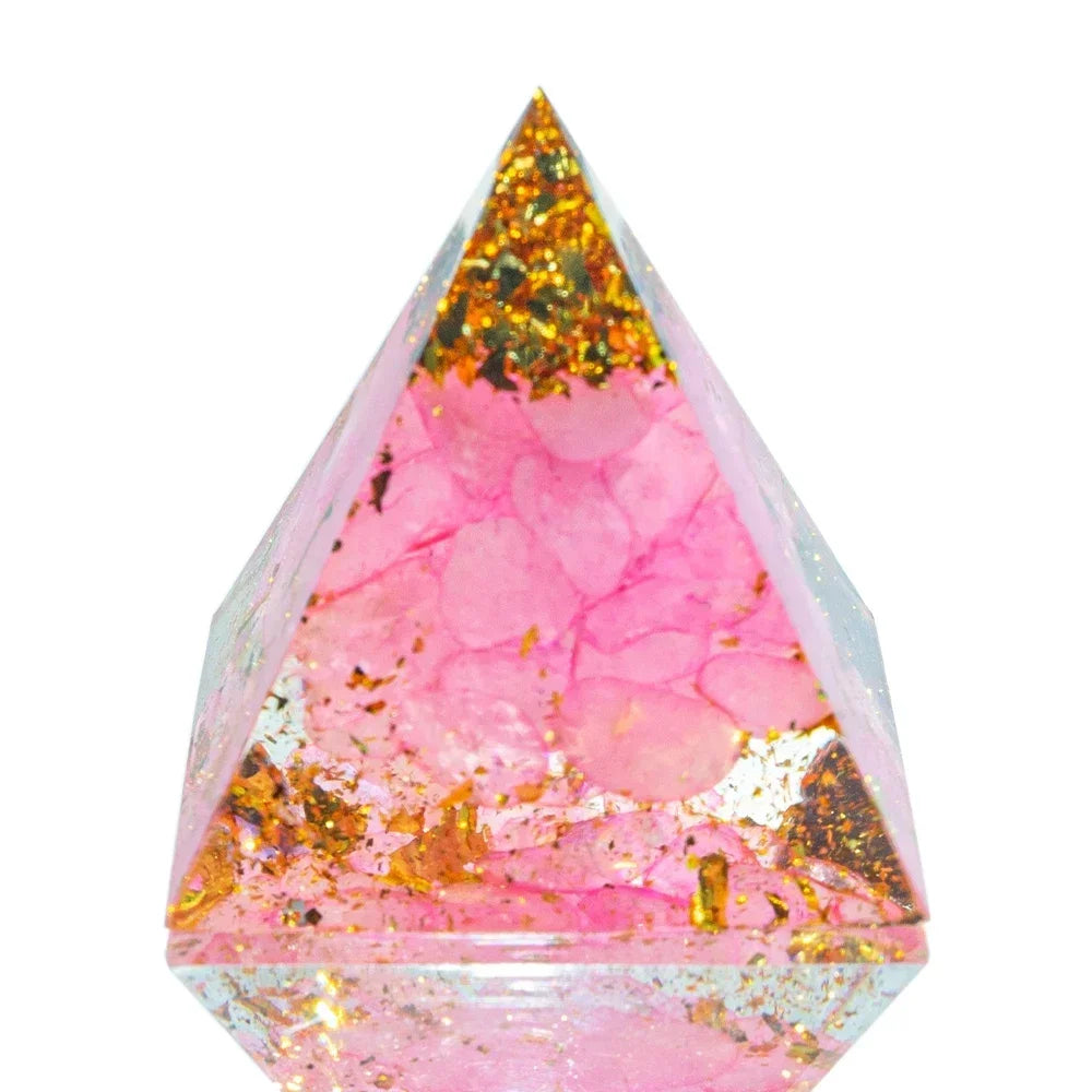 Natural Crystal Energy Pyramid – Quartz & Amethyst Reiki Generator for Chakra Healing & Meditation, 1.18in
