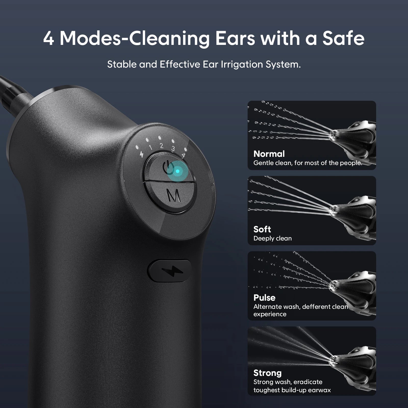 Electric Ear Cleaner Kit – 4 Pressure Modes Ear Wax Removal Irrigation System for Adults & Children
