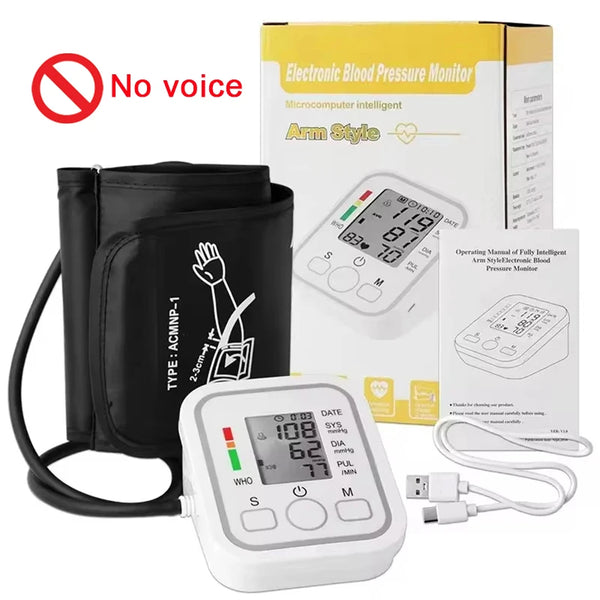 Spanish Voice Digital Arm Blood Pressure Meter Medical Pressure Tonometer Tensiometer Baumanometer Pulse Sphygmomanometer